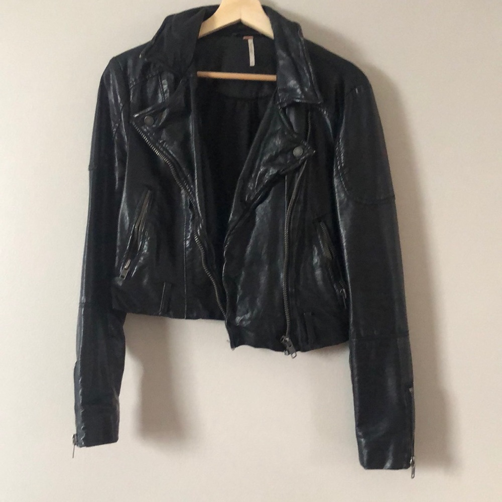 Free people faux leather moto style jacket size small